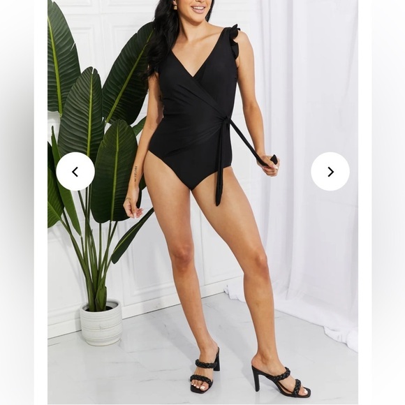 Marina West Black Wrap One Piece Bathing Suit - Picture 2 of 11